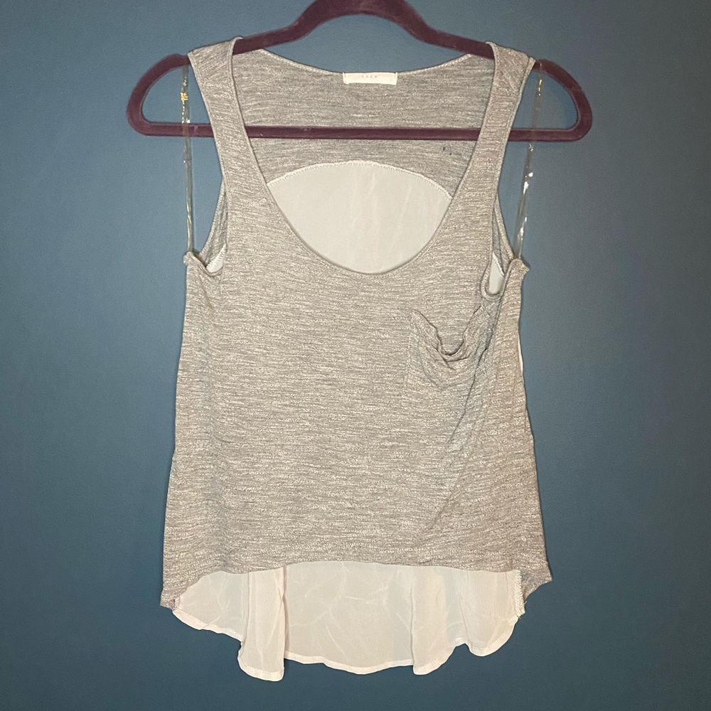 Lush Gray Silver High Low Sheer Back Tank